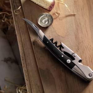 Double Hinged Waiter's Corkscrew with Built-in Foil Cutter, Stainless Steel Wine Bottle Opener