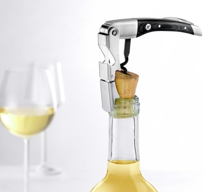 Double Hinged Waiter's Corkscrew with Built-in Foil Cutter, Stainless Steel Wine Bottle Opener - Image 2