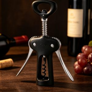 Wing Corkscrew Wine Opener with Integrated Bottle Opener and Comfortable Grip Handle