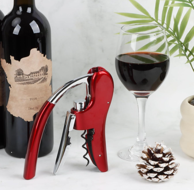 Vertical Lever Wine Opener with Built-in Foil Cutter and Ergonomic Manual Handle - Image 2