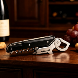 Single Pull Waiter's Corkscrew with Foil Cutter and Bottle Cap Remover
