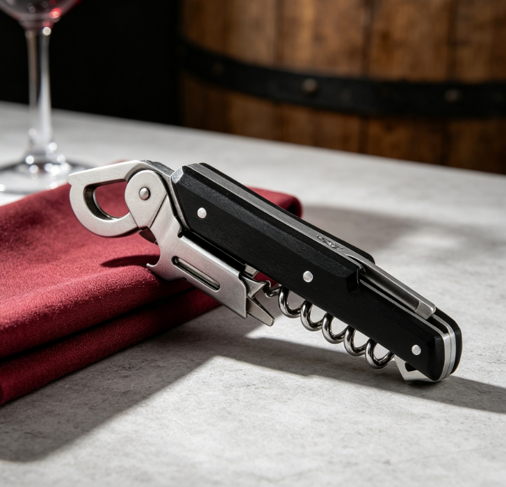 Single Pull Waiter's Corkscrew with Foil Cutter and Bottle Cap Remover - Image 2
