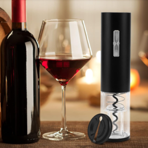 USB Rechargeable Electric Wine Opener with Foil Cutter, One-Touch Automatic Cork Remover