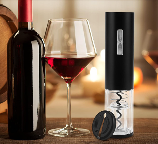 USB Rechargeable Electric Wine Opener with Foil Cutter, One-Touch Automatic Cork Remover