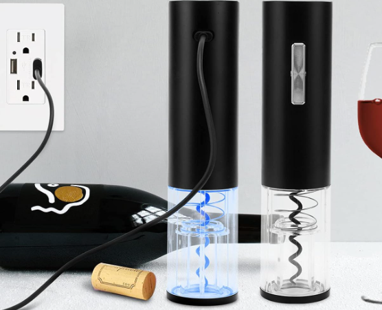 USB Rechargeable Electric Wine Opener with Foil Cutter, One-Touch Automatic Cork Remover - Image 2