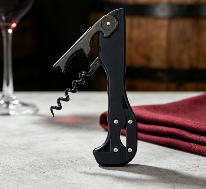 Two-Step Waiter's Corkscrew with Soft Grip Handle and Folding Design - Image 2