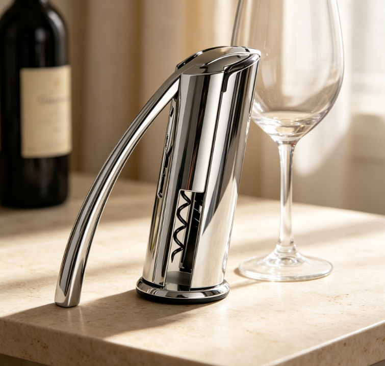 Stainless Steel Lever Corkscrew Wine Opener with Foil Cutter, Extra Spiral and Gift Box