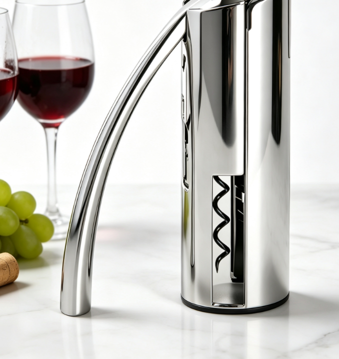 Stainless Steel Lever Corkscrew Wine Opener with Foil Cutter, Extra Spiral and Gift Box - Image 2