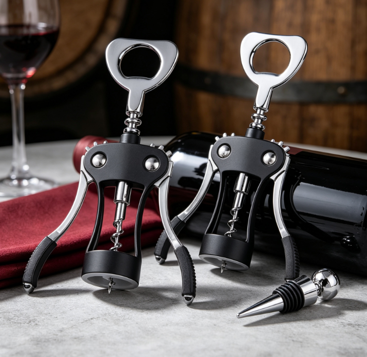 Multifunction Wing Corkscrew Wine Opener Set with Bottle Opener and Wine Stopper Accessories - Image 2