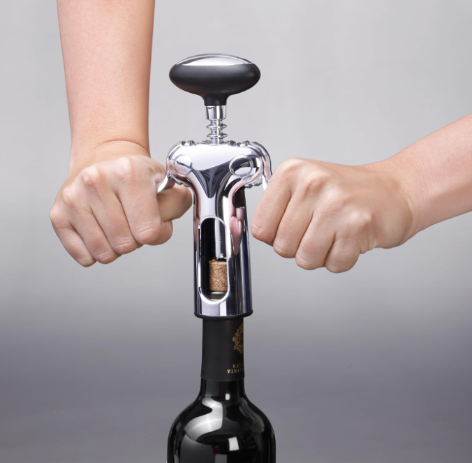 Stainless Steel Wing Corkscrew Wine Opener with Removable Foil Cutter