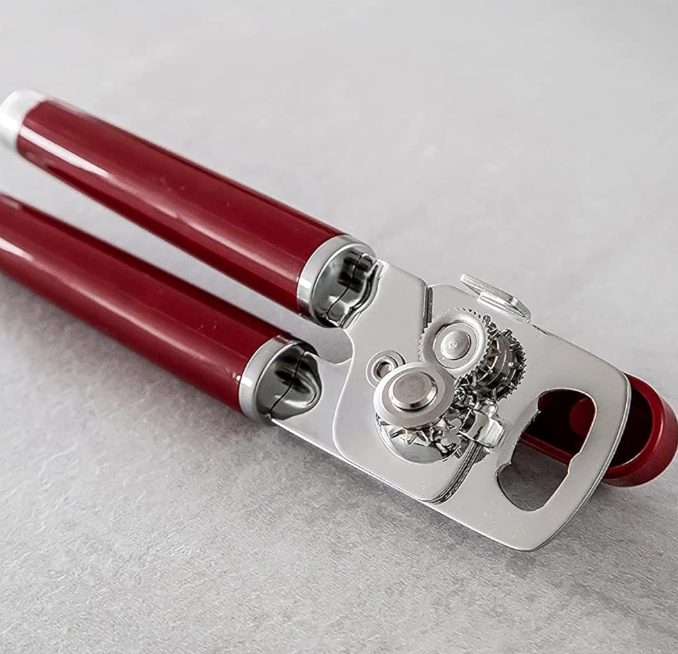 Multifunction Manual Can Opener with Stainless Steel Cutting Wheel and Ergonomic Soft Grip Handle for Kitchen Use