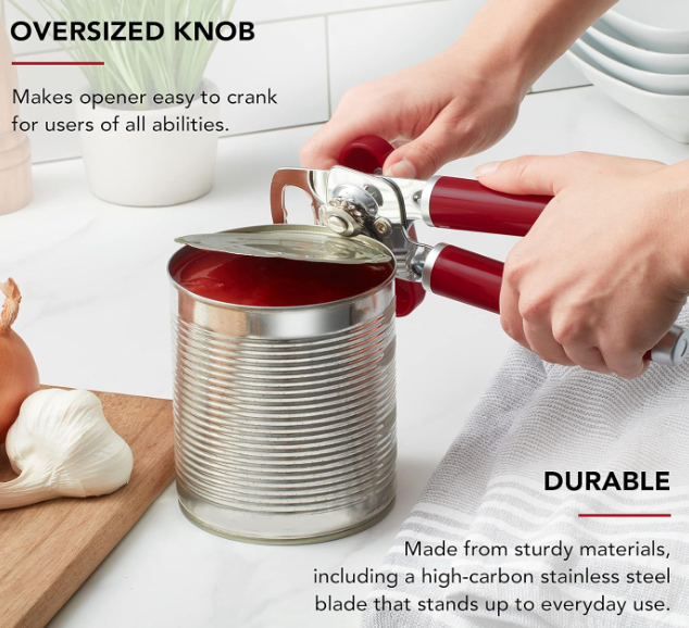 Multifunction Manual Can Opener with Stainless Steel Cutting Wheel and Ergonomic Soft Grip Handle for Kitchen Use - Image 2