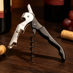 Waiter's Corkscrew Wine Opener with Foil Cutter and Bottle Opener, Stainless Steel Folding Corkscrew