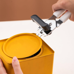 Handheld Manual Can Opener with Comfortable Grip Handle, Smooth Edge Cutting Wheel and Bottle Opening Feature