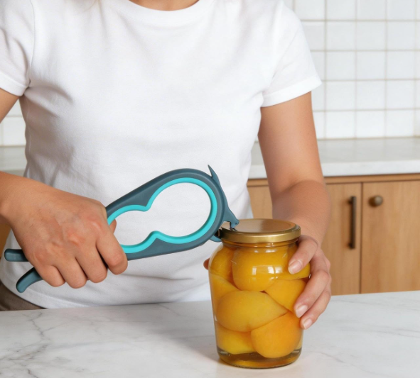 Multifunction Jar Opener and Bottle Opener Tool for Easy Lid Removal, Suitable for Seniors and Weak Hands