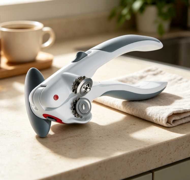 Locking Manual Can Opener with Magnetic Lid Lifter and Easy Turn Handle for Safe Kitchen Operation - Image 2