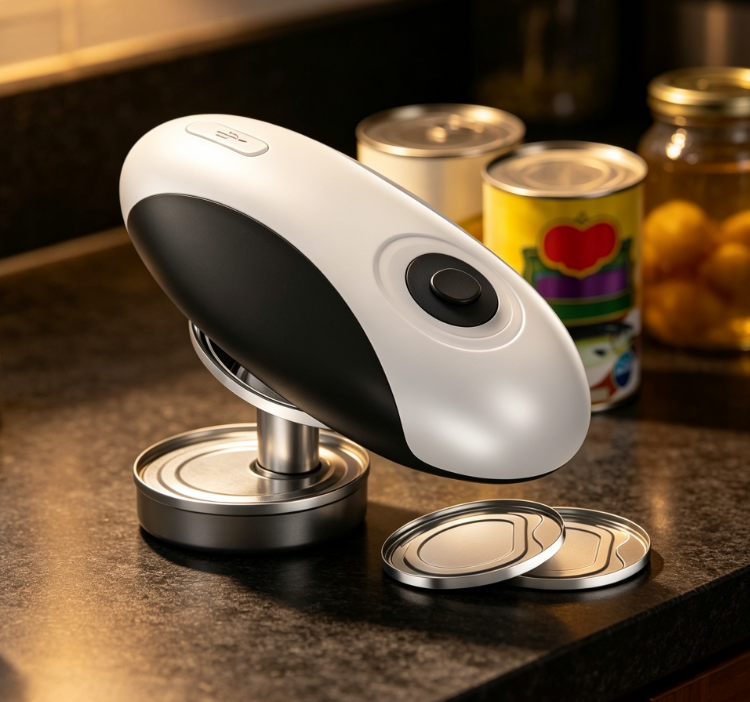Rechargeable Electric Can Opener with One-Touch Automatic Operation, Smooth Edge Cutting and Magnetic Lid Holder