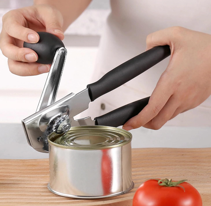 Heavy Duty Manual Can Opener with Smooth Edge Cutting, Magnetic Lid Lifter and Comfortable Long Handle