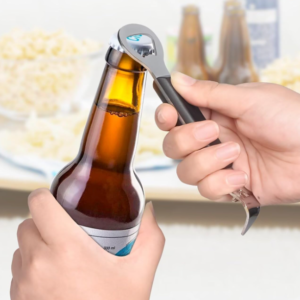 2-in-1 Can Punch Opener and Bottle Opener with Stainless Steel Body and Non-Slip Handle