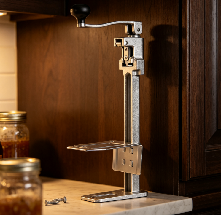 Heavy Duty Commercial Manual Can Opener with Adjustable Design and Durable Steel Base for Large Cans