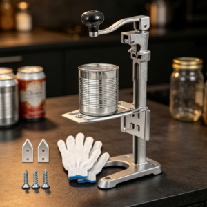 Commercial Adjustable Manual Can Opener with Dual Blade Design and Heavy Duty Base for Restaurant Use