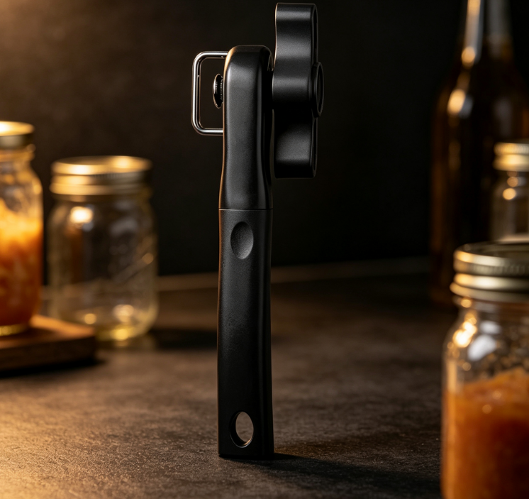 Safety Manual Can Opener with Stainless Steel Side Cutting Design and Multifunction Kitchen Tool