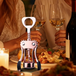 Zinc Alloy Wing Corkscrew Wine Opener with Non-Slip Ergonomic Handle and Multifunction Bottle Opener