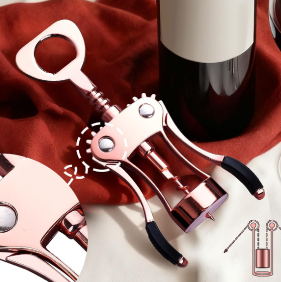 Zinc Alloy Wing Corkscrew Wine Opener with Non-Slip Ergonomic Handle and Multifunction Bottle Opener - Image 2