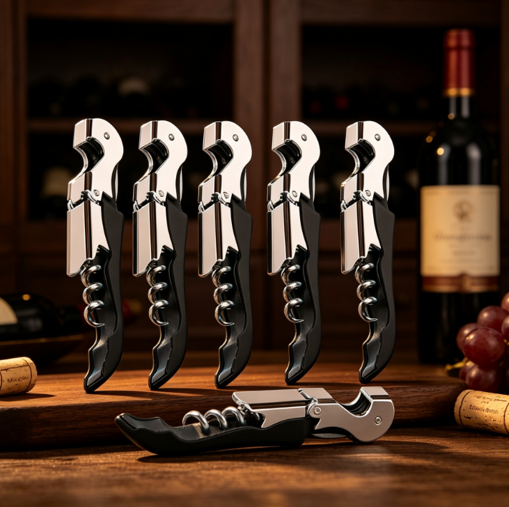 Professional Waiter's Corkscrew Set with Double Hinged Stainless Steel Wine Key for Home and Restaurant