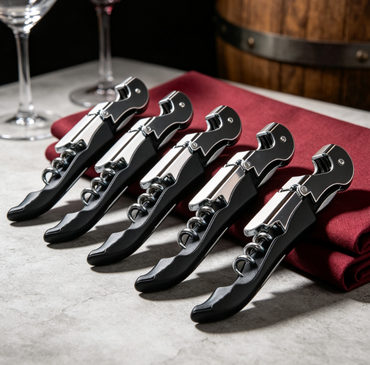 Professional Waiter's Corkscrew Set with Double Hinged Stainless Steel Wine Key for Home and Restaurant - Image 2